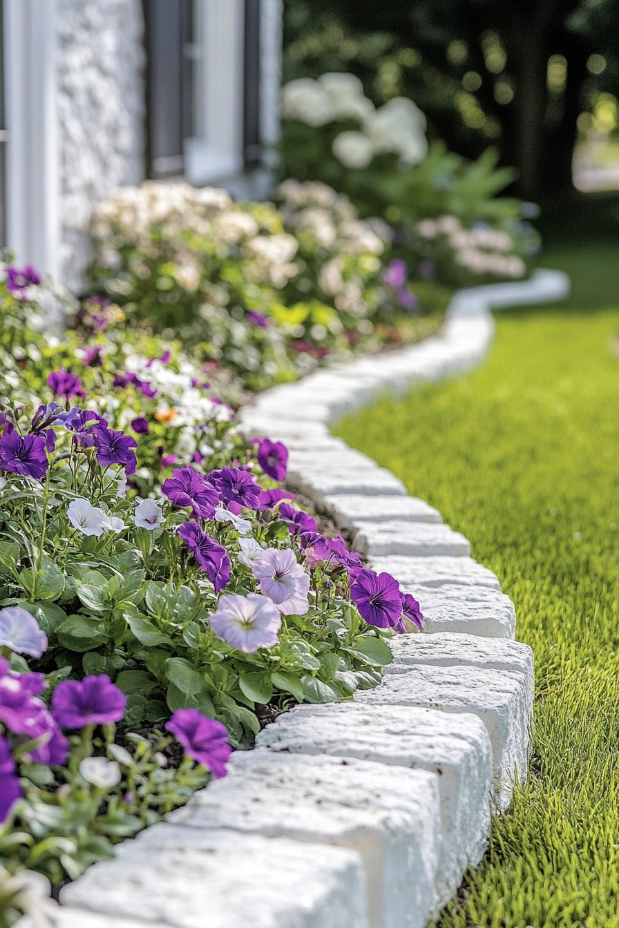 Painted White Brick Edging
