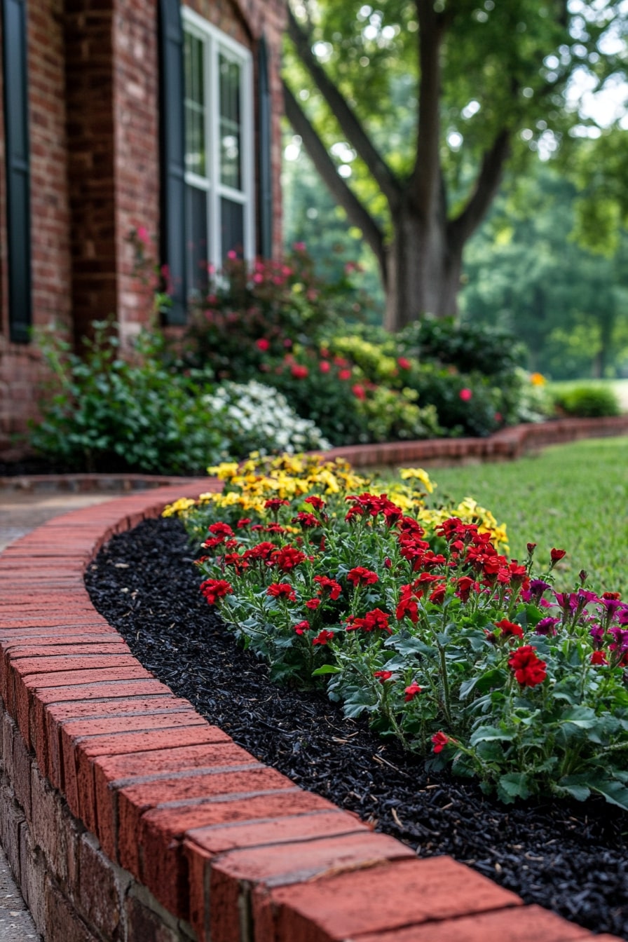 Raised Brick Edge for a Tidy Flower