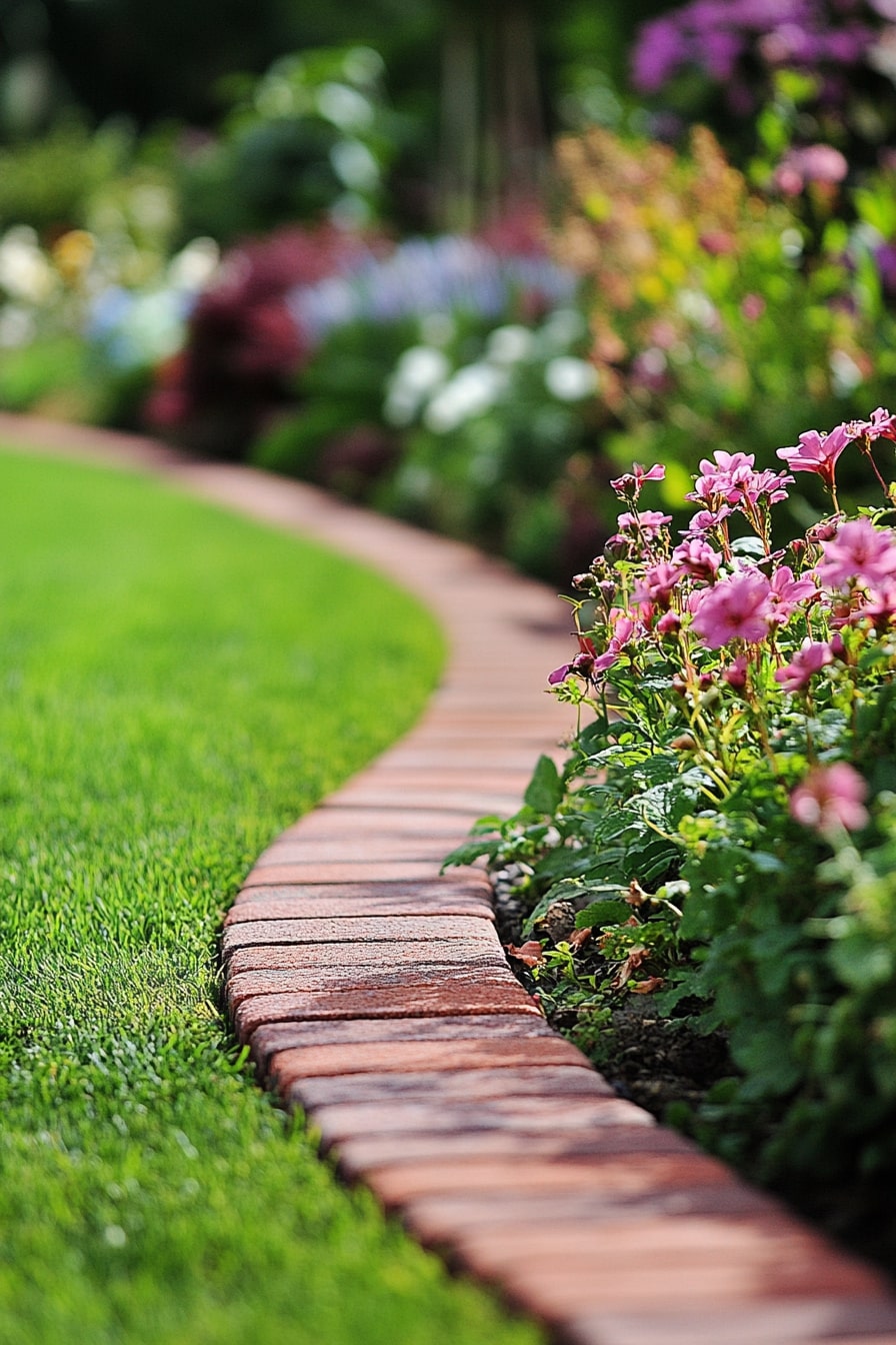 Curve a Lawn Edge with Flat-Laid Red Bricks