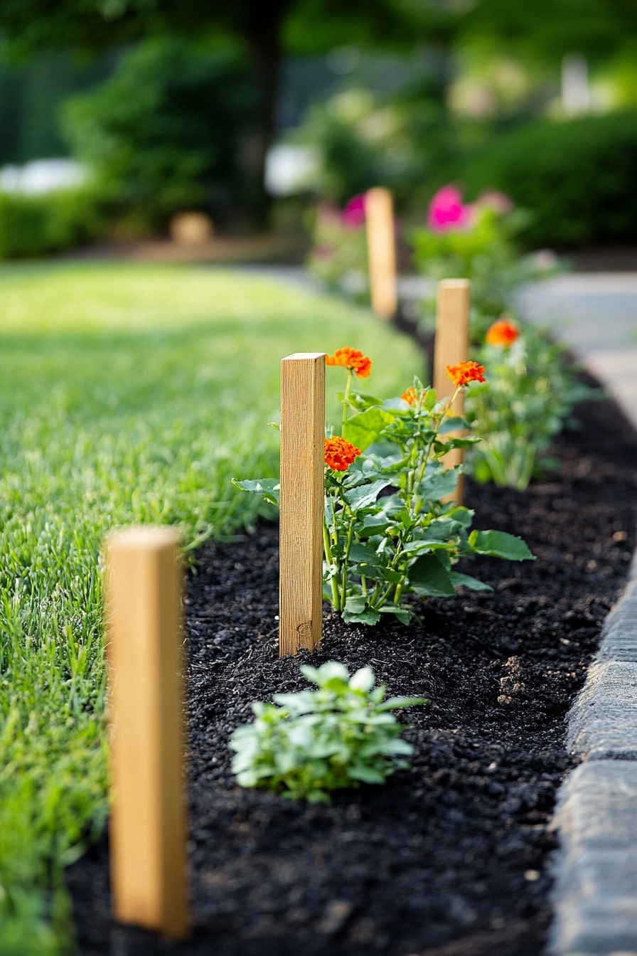 Stake a Simple Wood Line for a Barely-There Garden Border