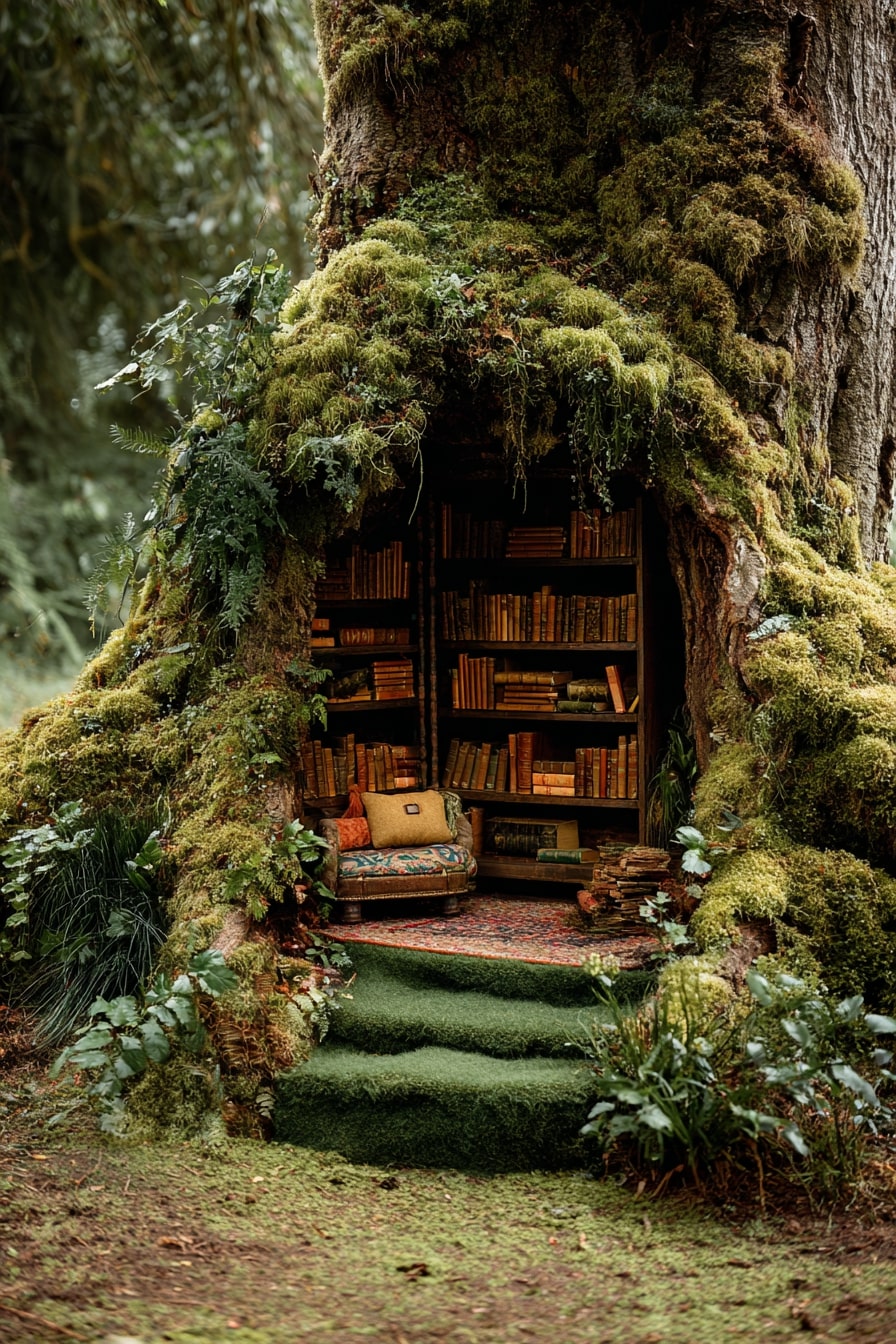 Hollow a Tree Trunk into a Hidden Library