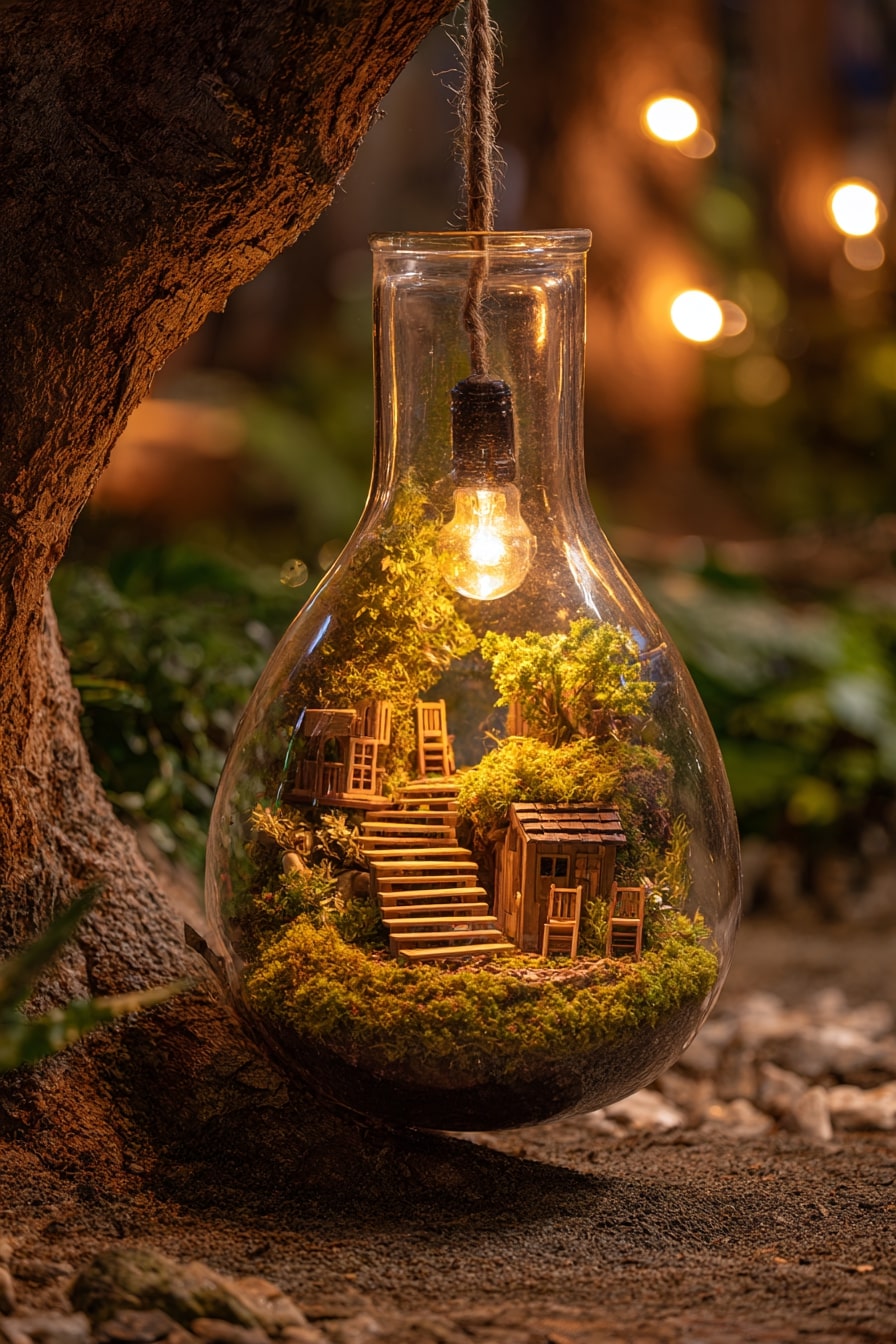 Suspend a Miniature Village Inside a Glass Bulb