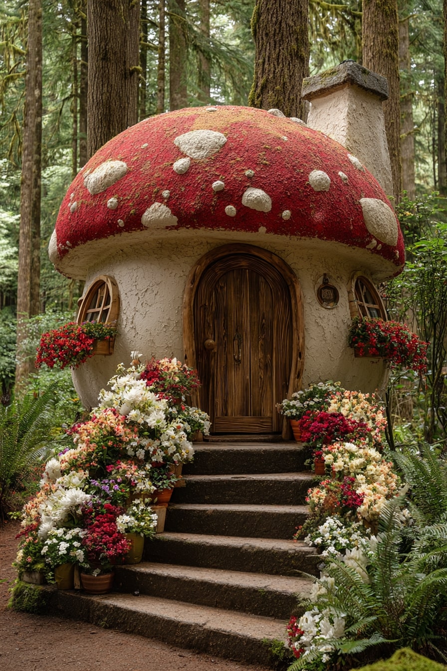 Top a Round Cottage with a Mushroom Cap Roof