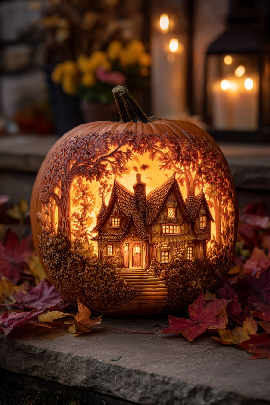 Carve a Pumpkin into a Glowing Storybook Cottage