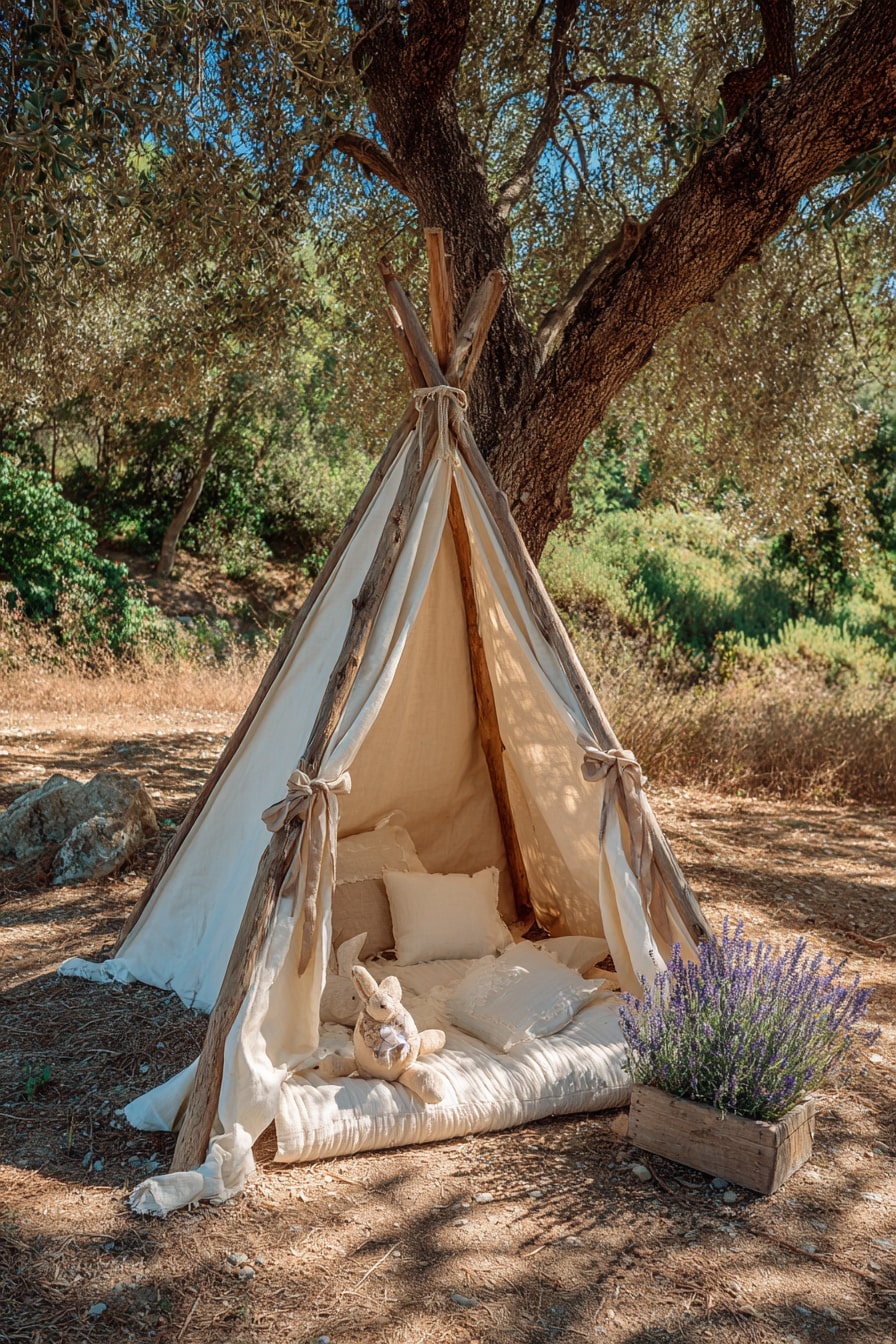Build a Mini Teepee with Canvas and Branch Poles