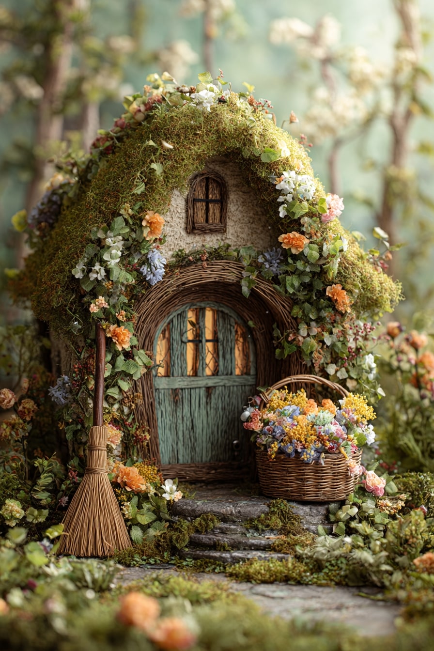 Weave Flowers into a Moss-Covered Roof