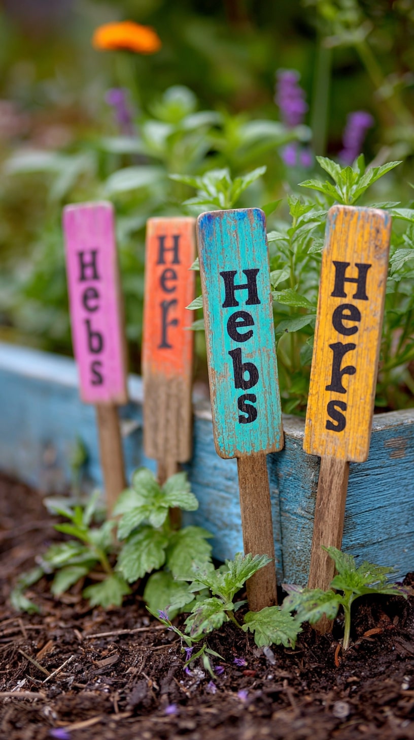 Brighten Garden Beds with Painted Herb Markers