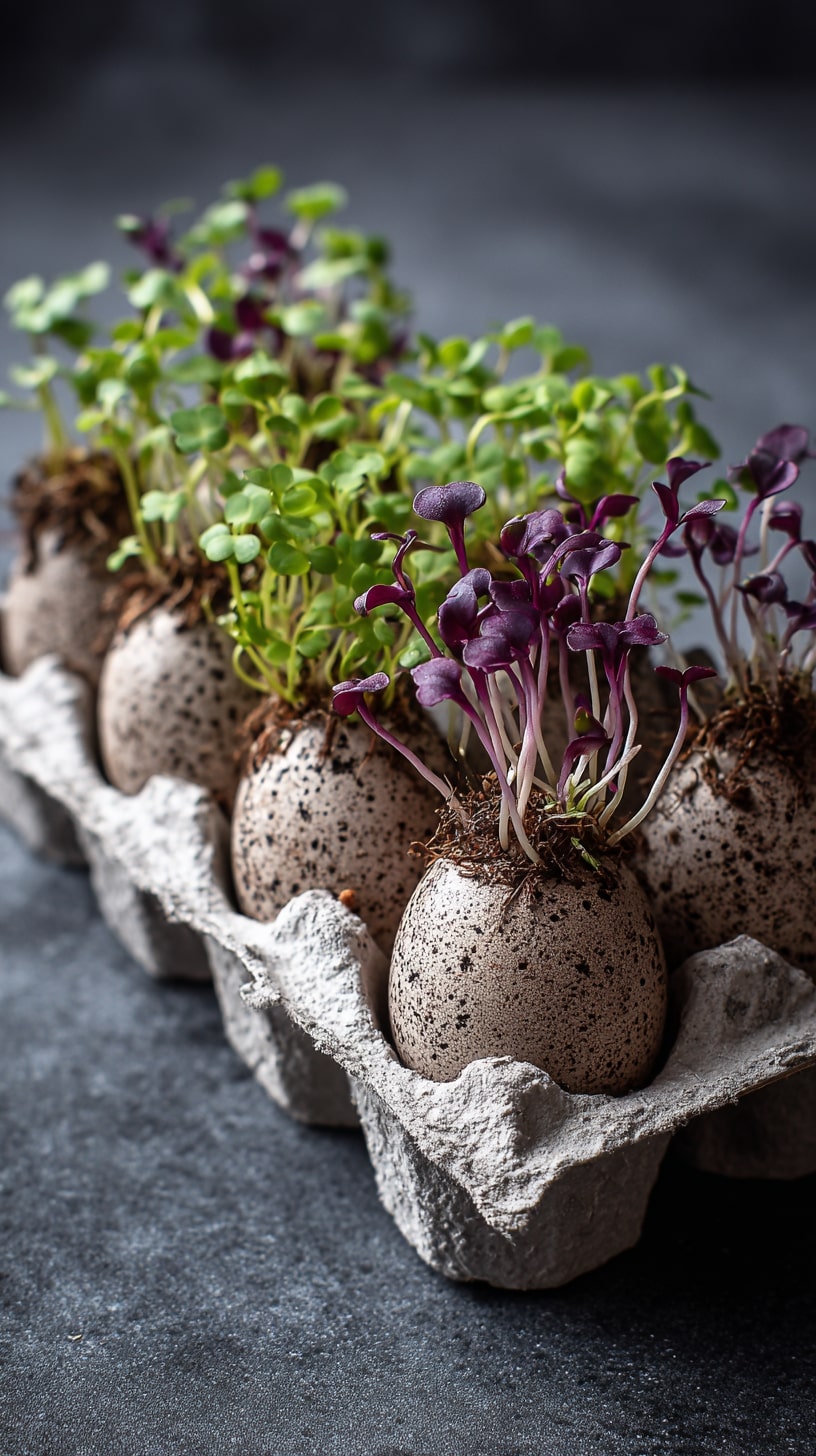 Grow Microgreens in Speckled Eggshell Planters