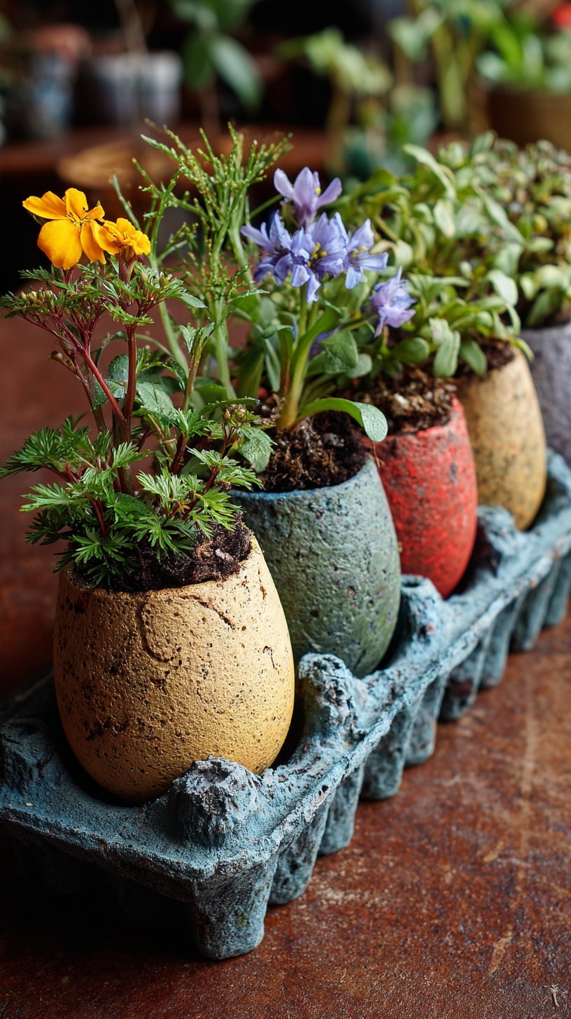 Transform Eggshells into Colorful Mini Planters