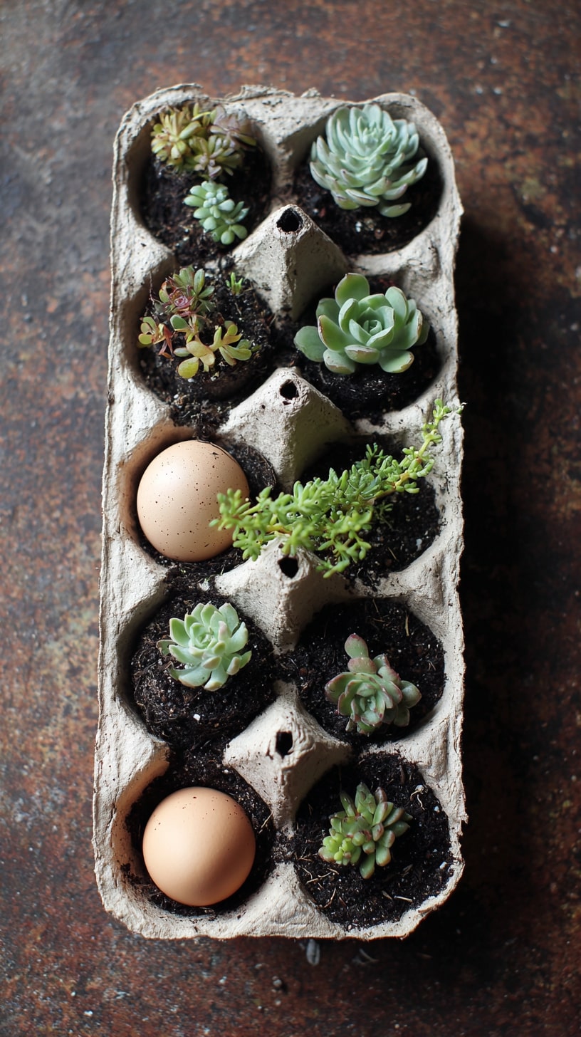 Arrange Succulents in a Compact Carton Grid