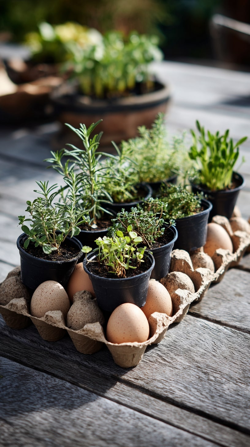 Use Cartons as a Stable Herb Pot Carrier