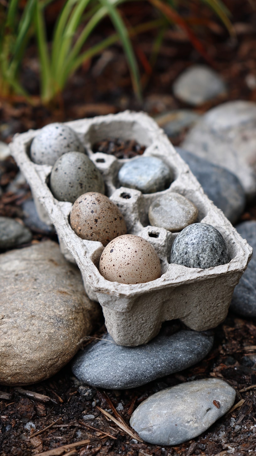 Repurpose Cartons to Organize Garden Stones and Faux Eggs